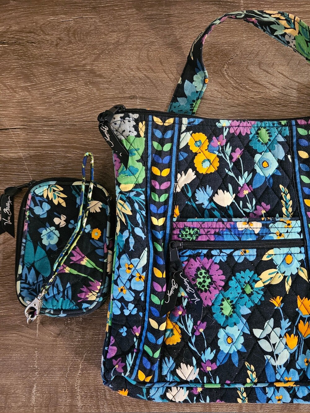 Vera Bradley Midnight Blues Quilted Floral Crossbody with Coin Pouch